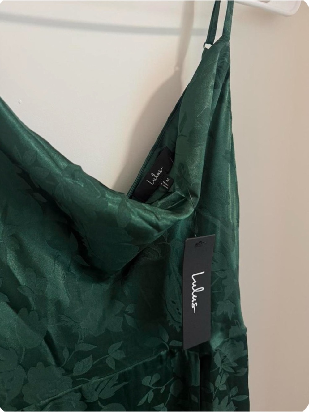 Lulu's Emerald Green Floral Jacquard Cowl Neck Maxi Dress - Picture 3 of 3